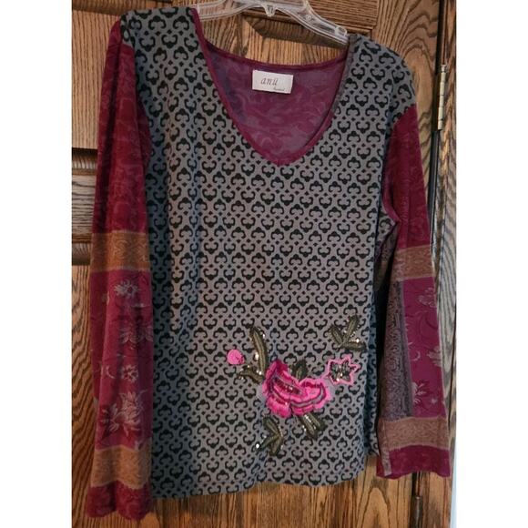 ANU by Natural Women’s Floral Embroidered Boho Shirt Sz XL - Picture 1 of 8